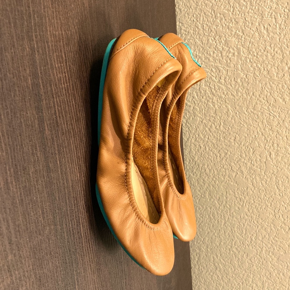 Tieks, color: chestnut, size 7, worn once, includes a carrying case bag